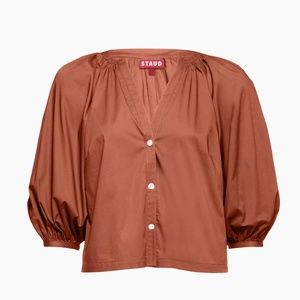 STAUD Dill Poplin Top in Tan